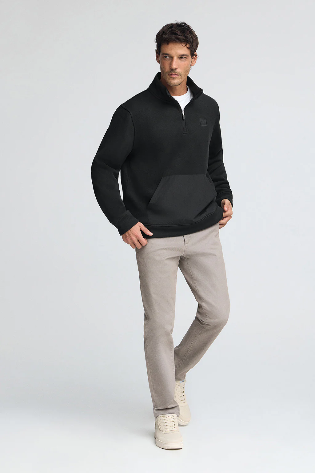 Sudadera polar negra con media cremallera y logo Polo Club - Image 4