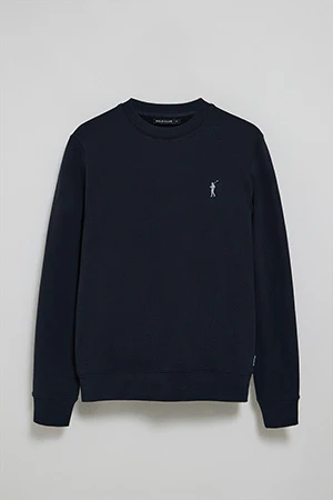 Sudadera azul marino relax de cuello redondo con logo Rigby engomado - Image 6
