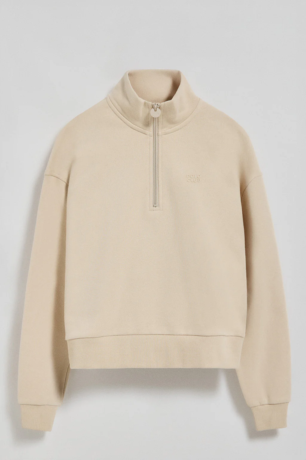 Sudadera de media cremallera beige con logo engomado Polo Club - Image 7