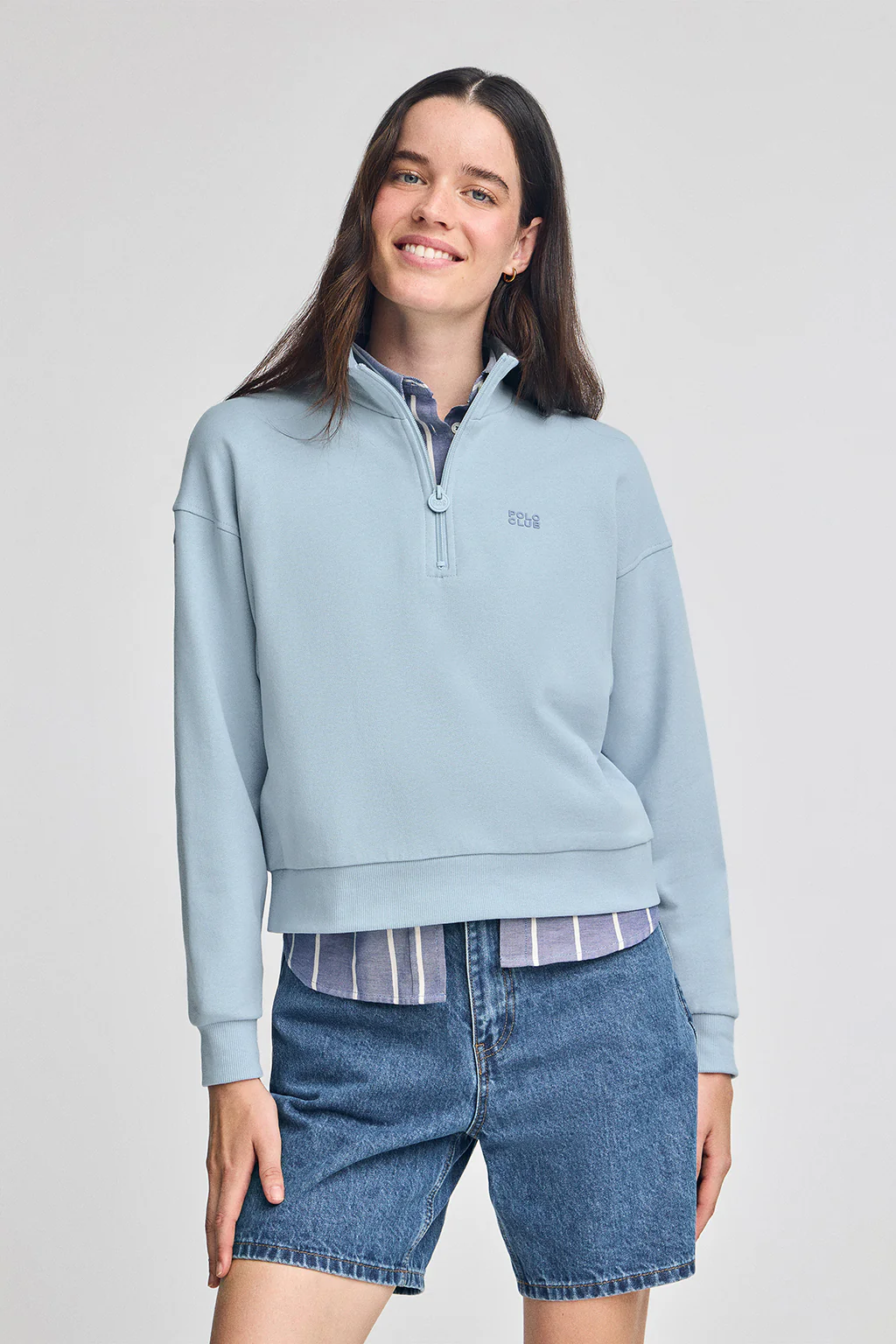 Sudadera azul claro boxy fit con logo engomado Polo club