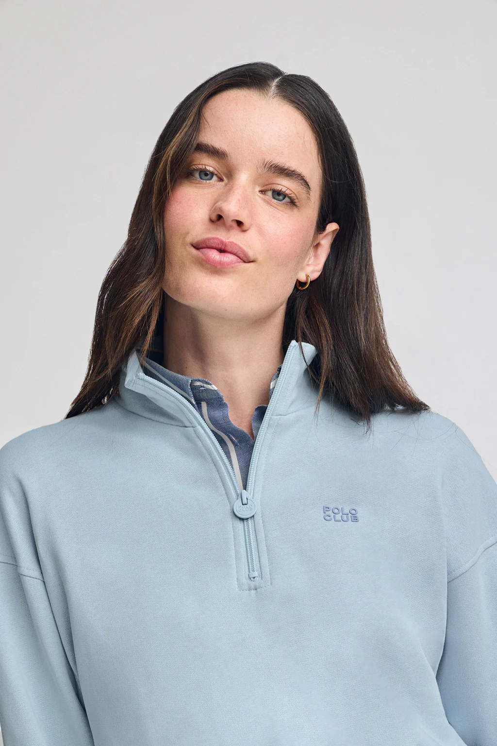 Sudadera azul claro boxy fit con logo engomado Polo club - Image 2