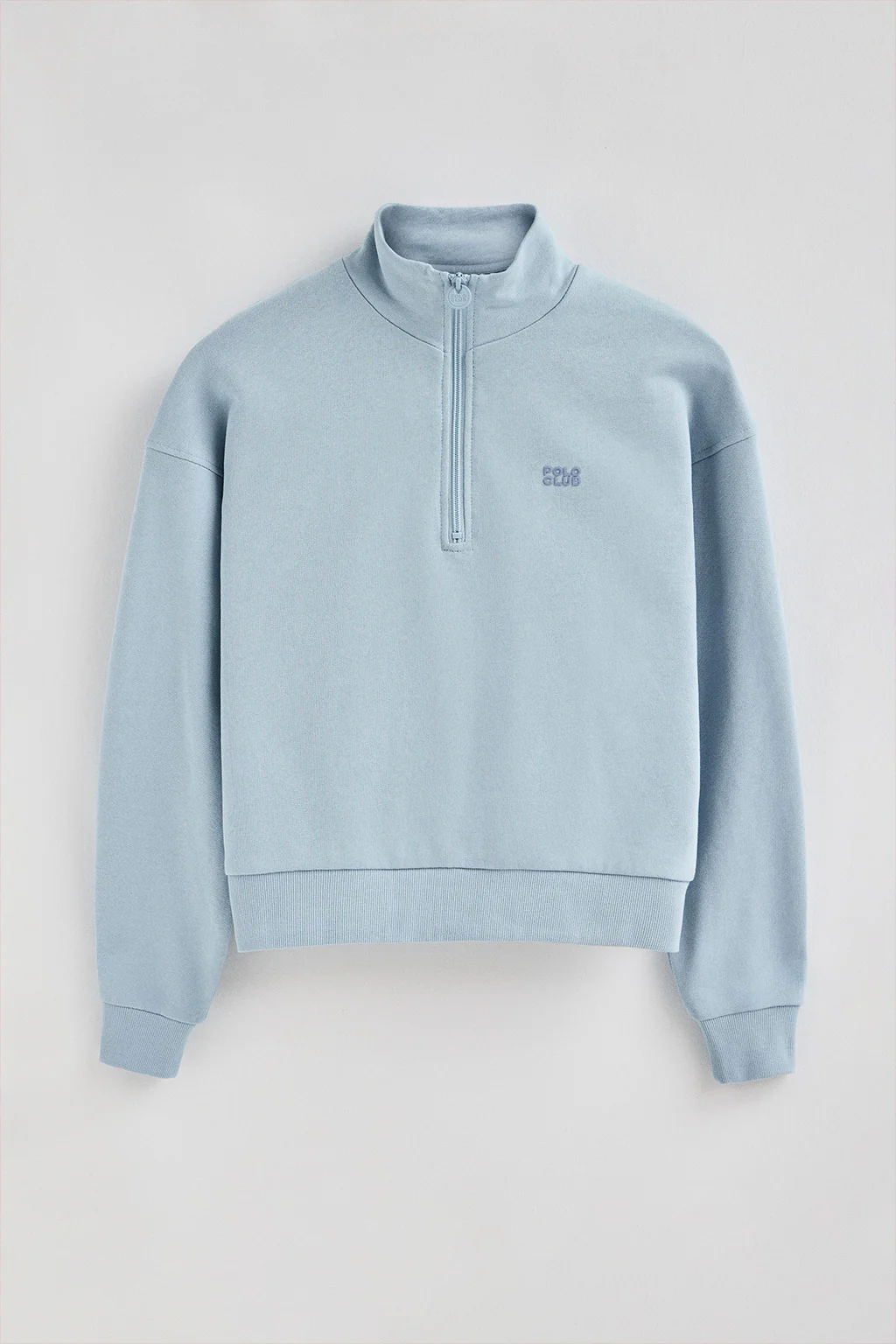Sudadera azul claro boxy fit con logo engomado Polo club - Image 6