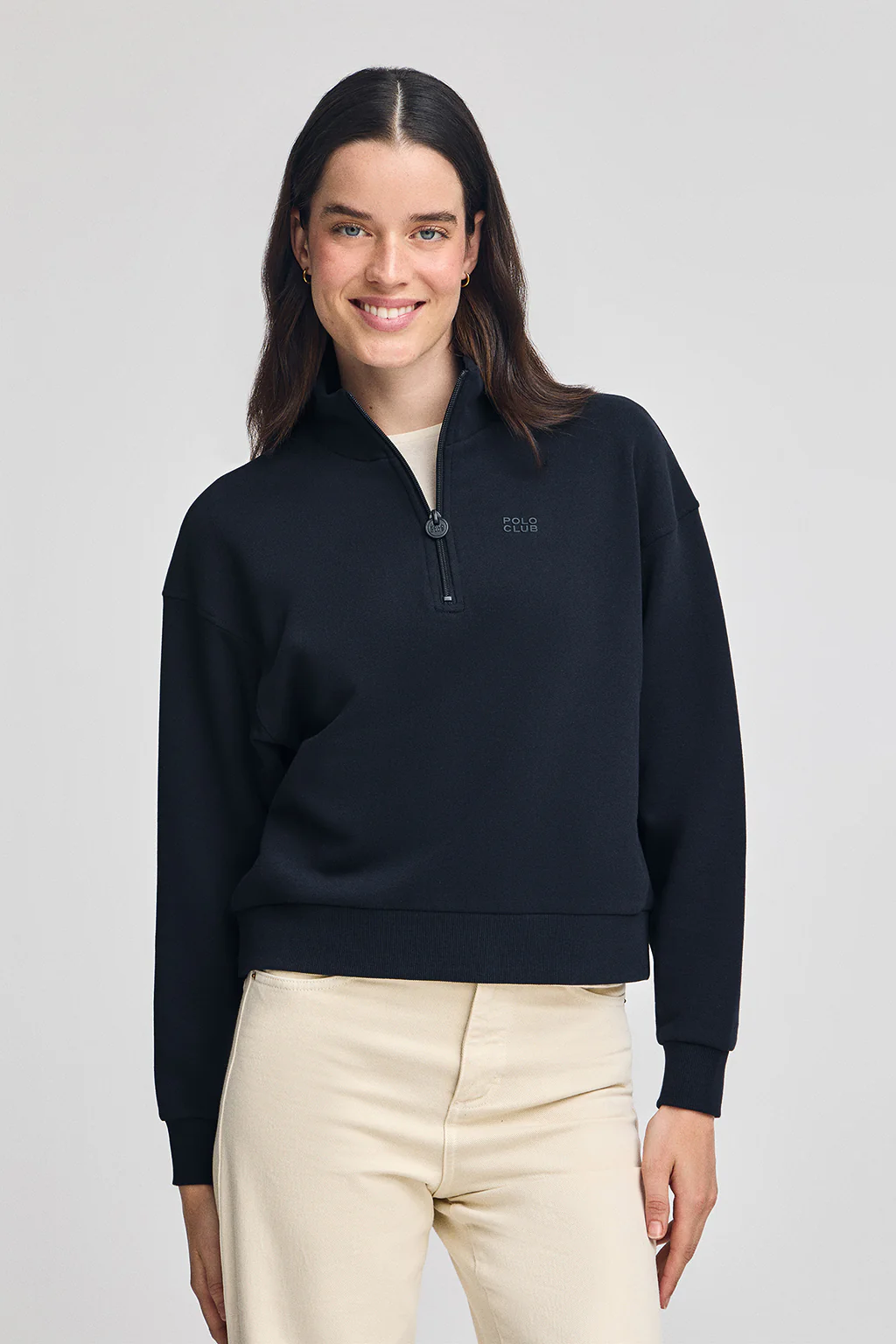 Sudadera azul marino boxy fit con logo engomado Polo club - Image 2
