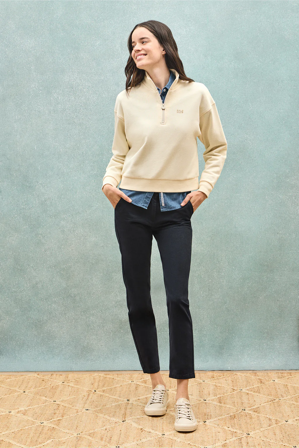Sudadera color crudo boxy fit con logo engomado Polo club - Image 3