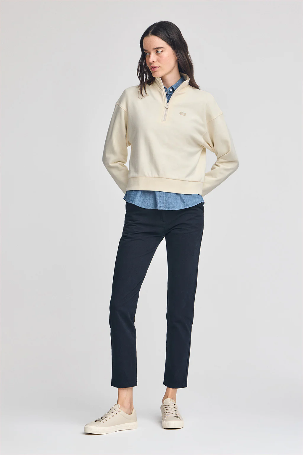 Sudadera color crudo boxy fit con logo engomado Polo club - Image 4