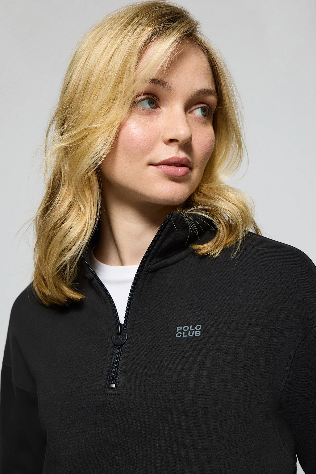 Sudadera de media cremallera negra con logo engomado Polo Club - Image 2