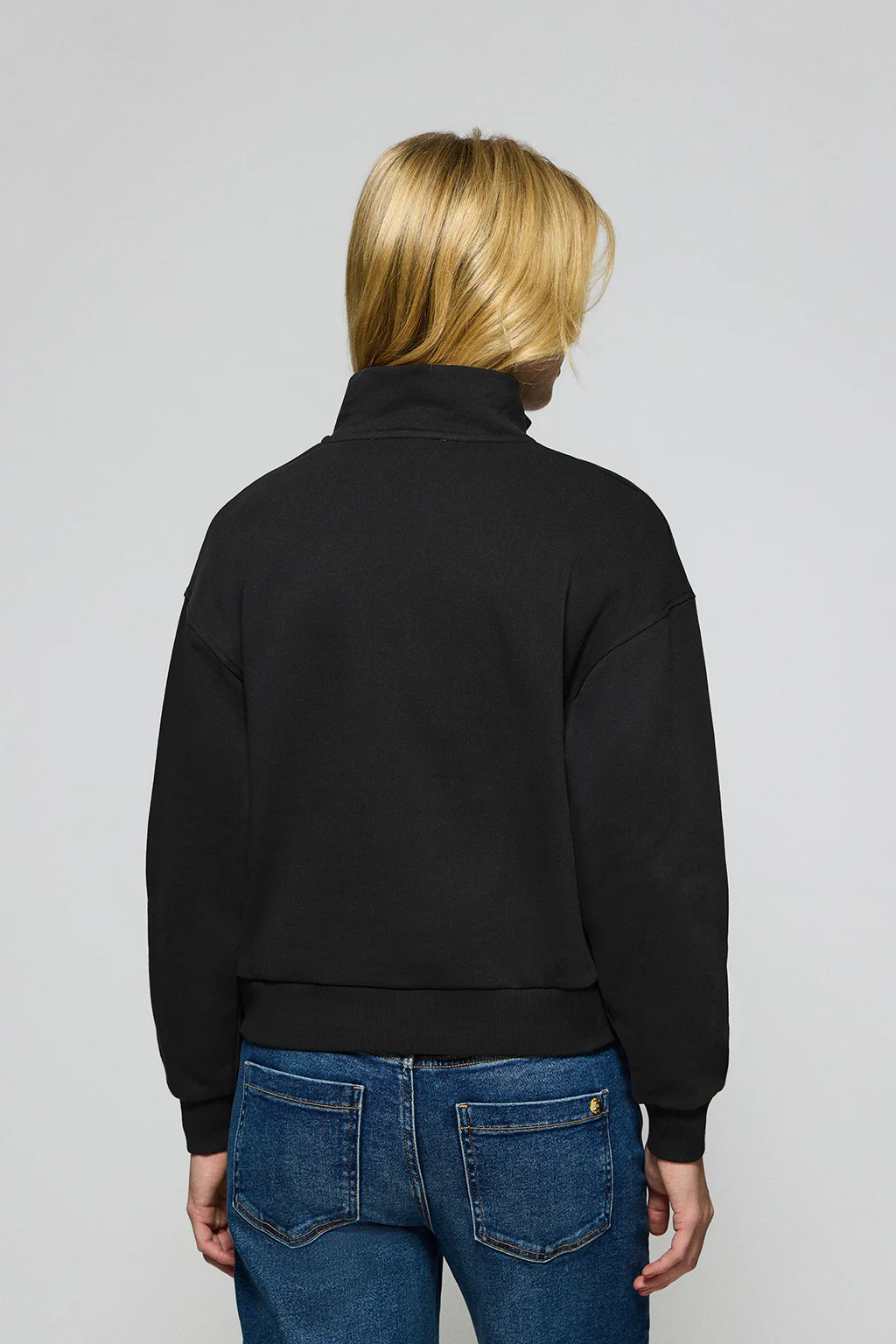 Sudadera de media cremallera negra con logo engomado Polo Club - Image 6