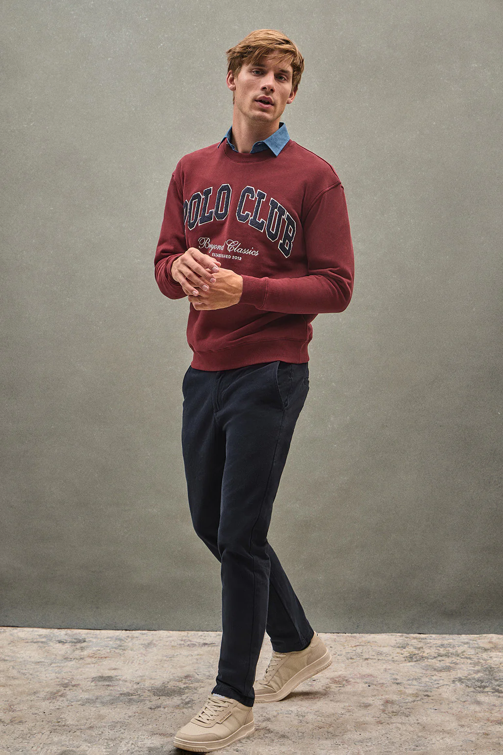 Sudadera granate de corte holgado Established 2012 Polo Club