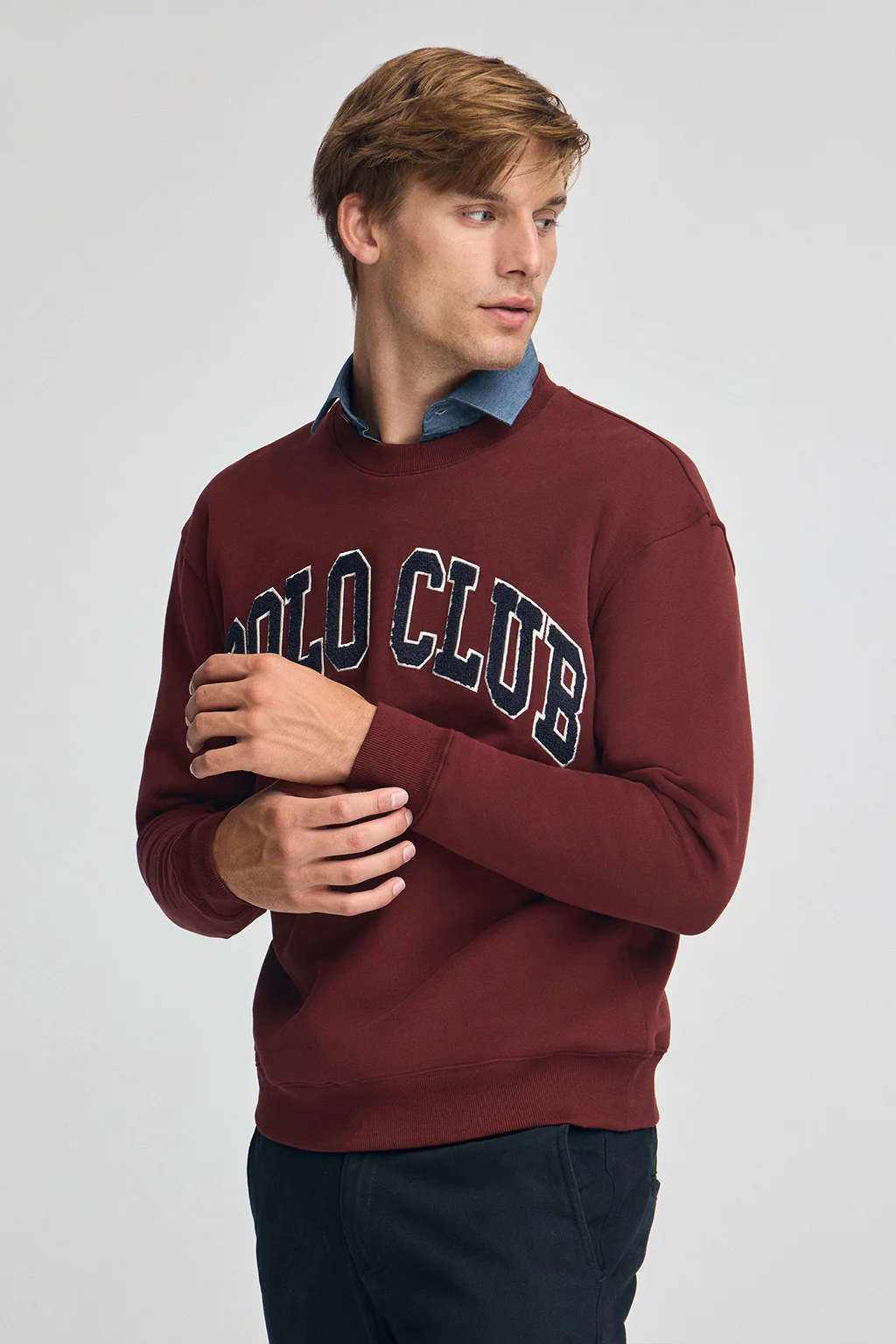 Sudadera granate de corte holgado Established 2012 Polo Club - Image 3