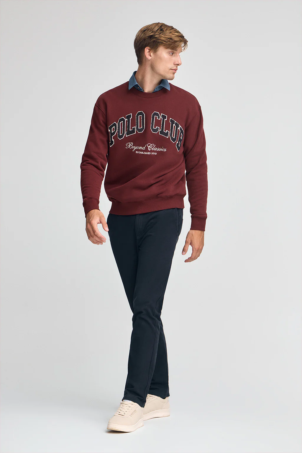 Sudadera granate de corte holgado Established 2012 Polo Club - Image 4