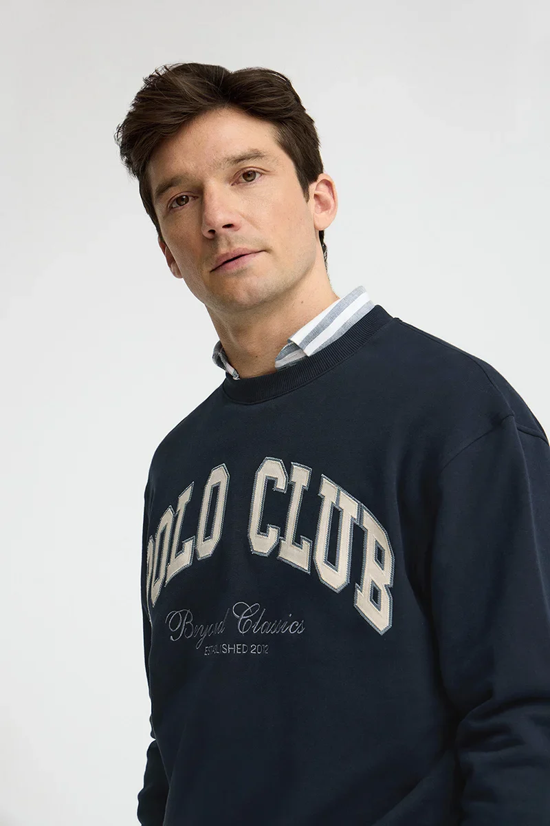 Sudadera azul marino de corte holgado con logo Polo Club - Image 3