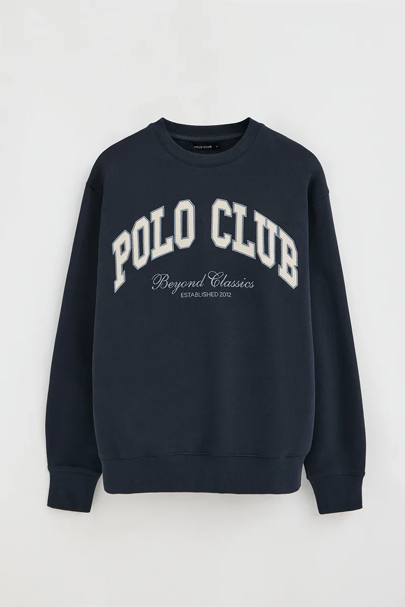 Sudadera azul marino de corte holgado con logo Polo Club - Image 6