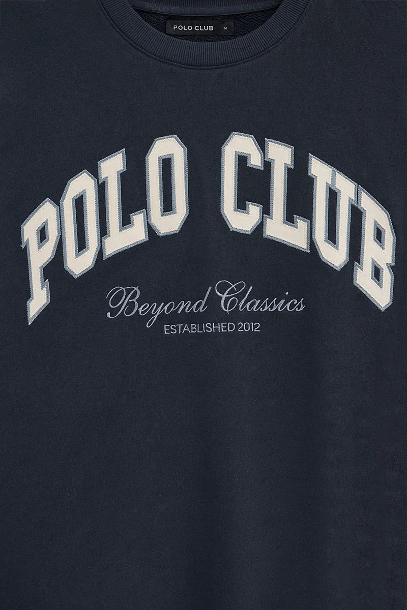Sudadera azul marino de corte holgado con logo Polo Club - Image 7
