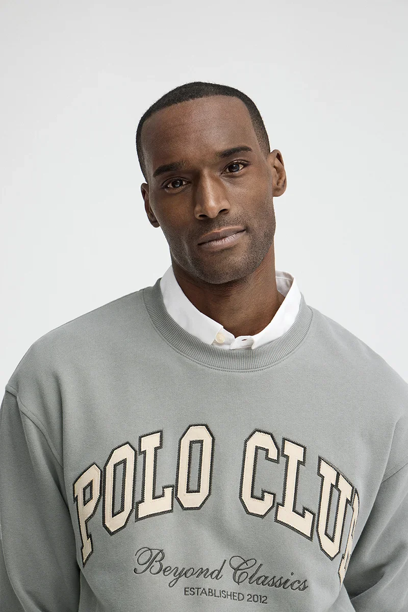 Sudadera gris de corte holgado con logo Polo Club - Image 3