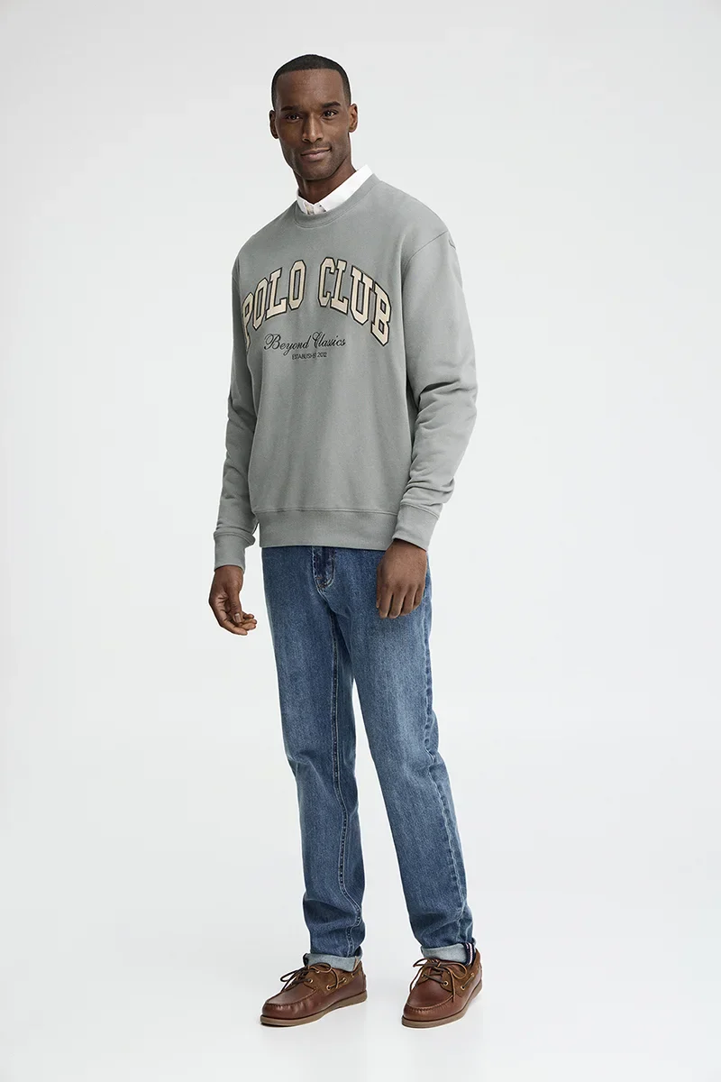 Sudadera gris de corte holgado con logo Polo Club - Image 4