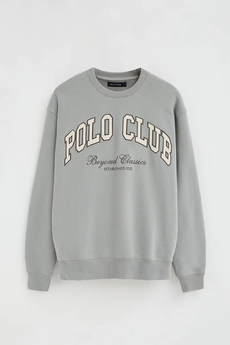 Sudadera gris de corte holgado con logo Polo Club - Image 7