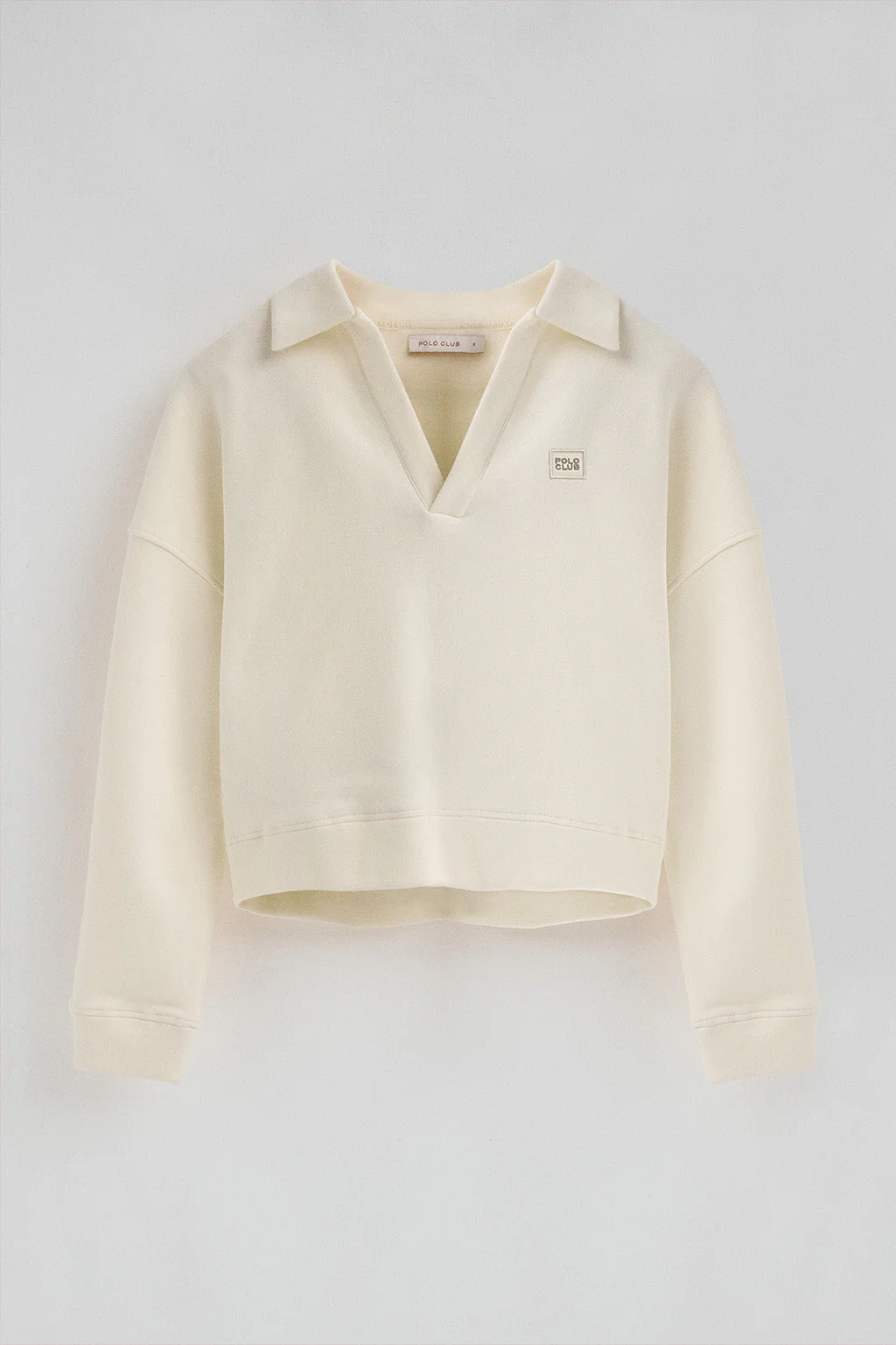 Sudadera color crudo con cuello de polo y logo Polo Club - Image 6