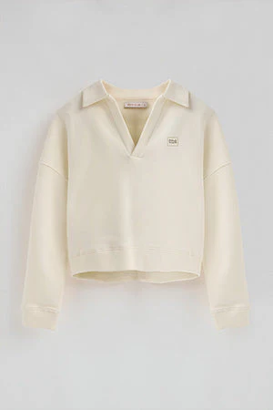 Sudadera color crudo con cuello de polo y logo Polo Club - Image 9
