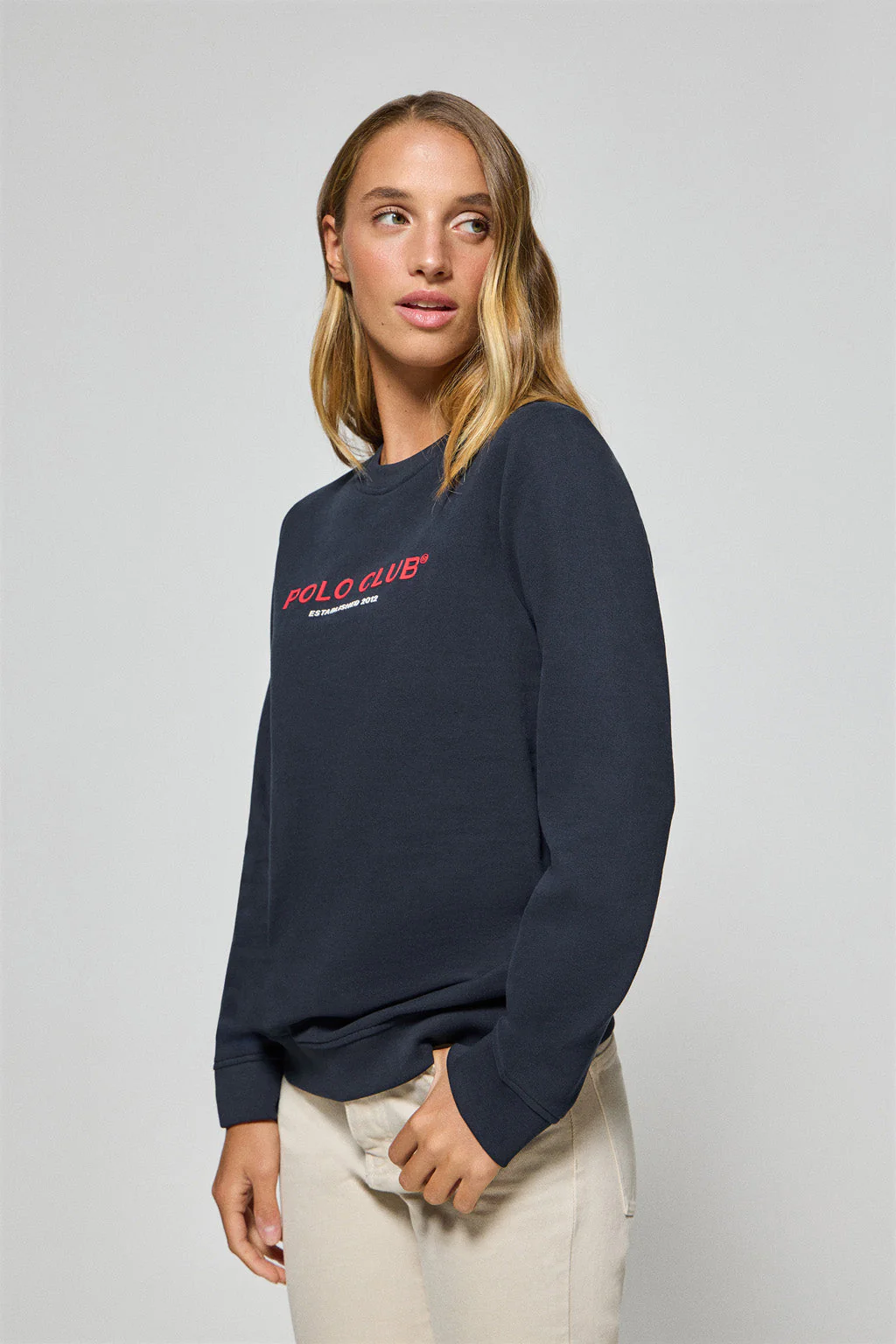Sudadera azul marino slim con logotipo Polo Club