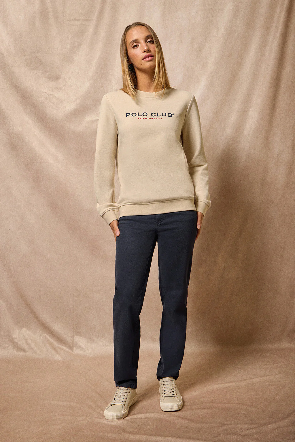 Sudadera beige slim con logotipo Polo Club - Image 3