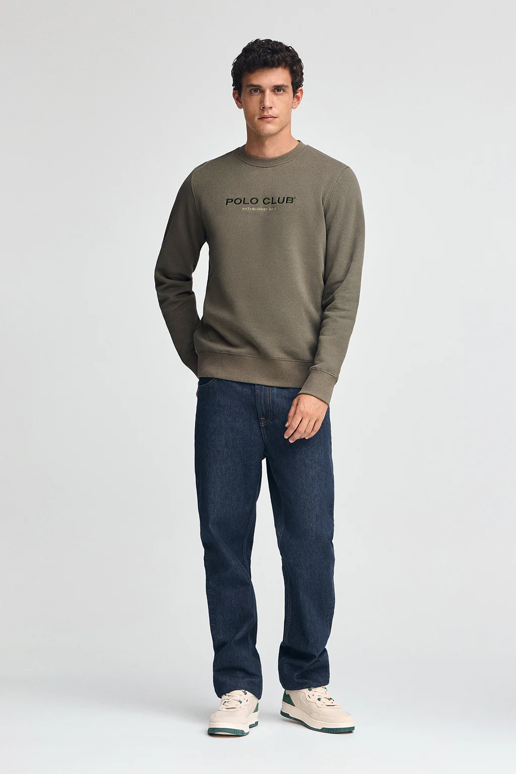 Sudadera verde militar de corte relajado Established 2012 Polo Club - Image 3