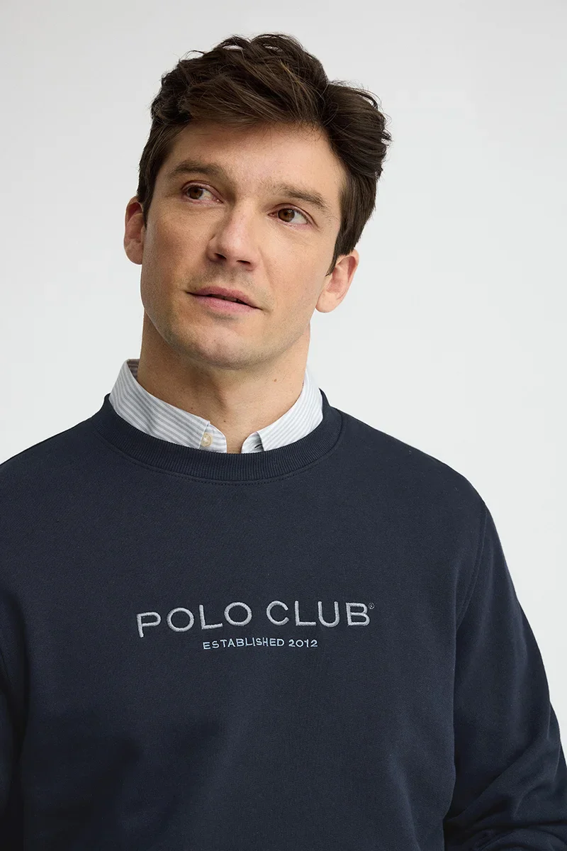 Sudadera azul marino de corte relajado con bordado Established 2012 Polo Club - Image 3