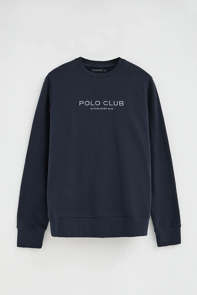 Sudadera azul marino de corte relajado con bordado Established 2012 Polo Club - Image 9