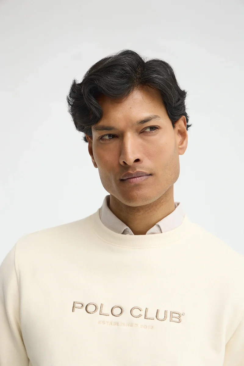 Sudadera color crudo de corte relajado con bordado Established 2012 Polo Club - Image 3
