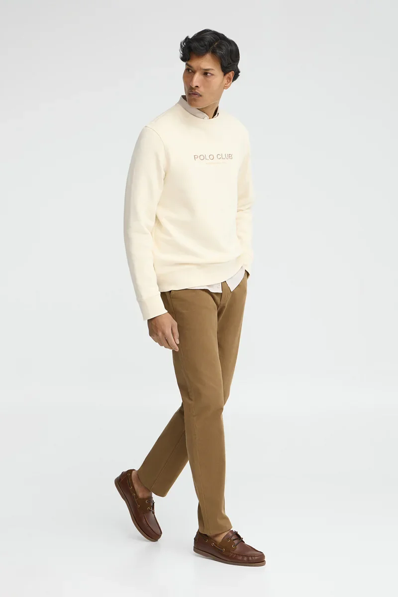 Sudadera color crudo de corte relajado con bordado Established 2012 Polo Club - Image 4
