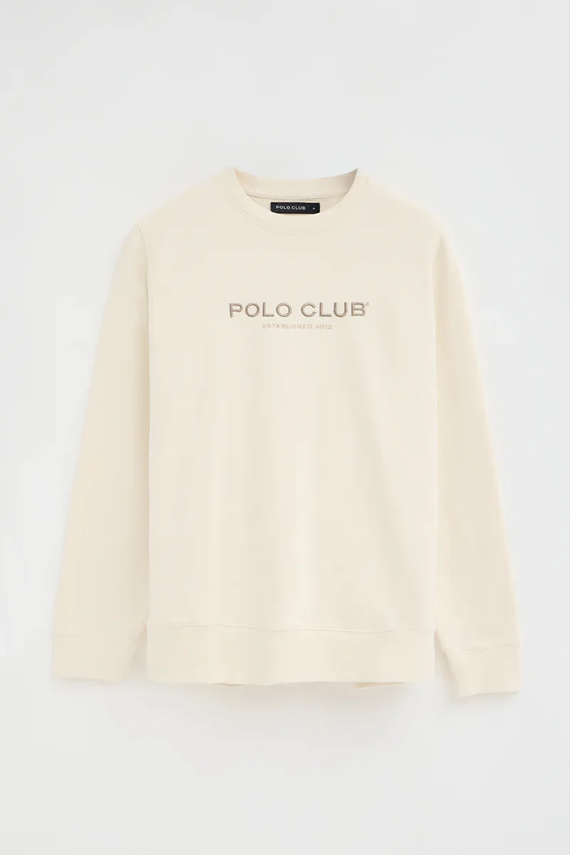 Sudadera color crudo de corte relajado con bordado Established 2012 Polo Club - Image 6