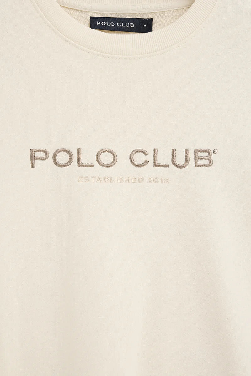 Sudadera color crudo de corte relajado con bordado Established 2012 Polo Club - Image 7