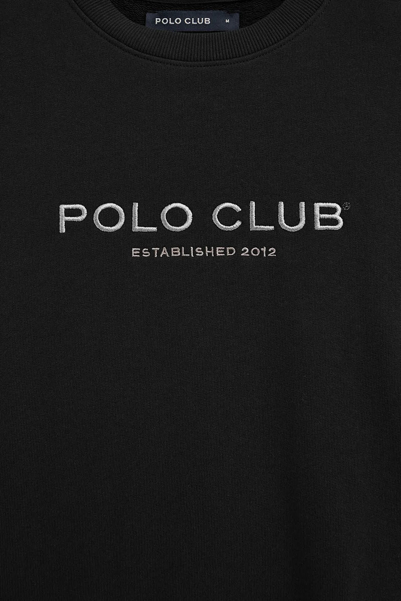 Sudadera negra de corte relajado con bordado Established 2012 Polo Club - Image 7