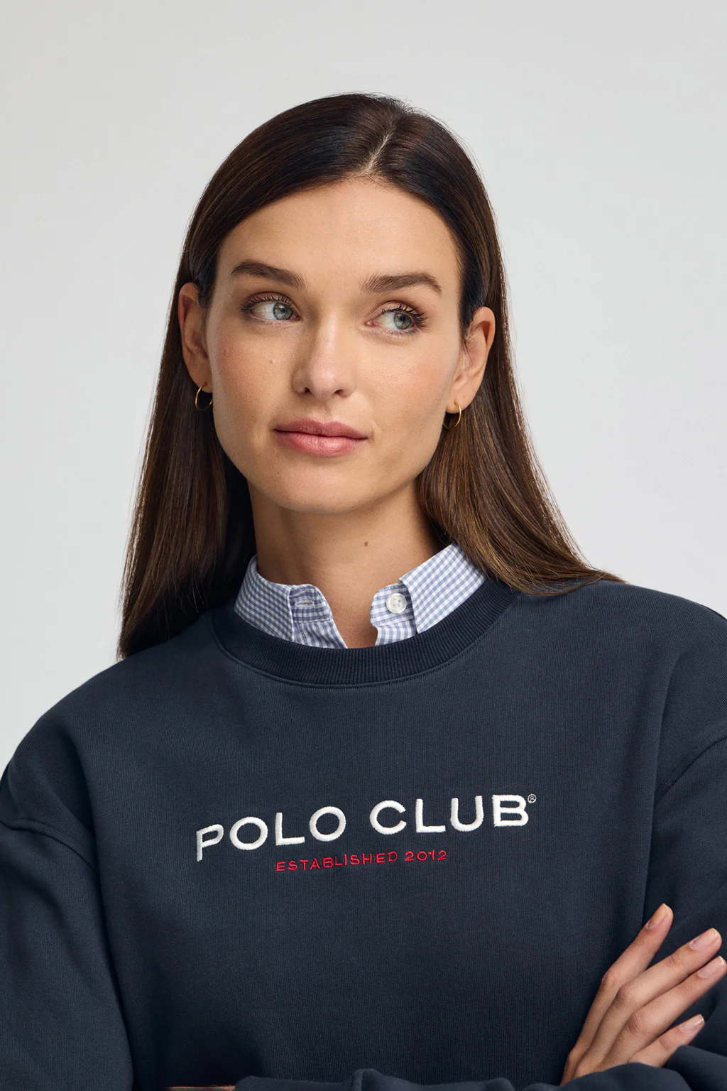 Sudadera azul marino de corte boxy Established 2012 Polo Club - Image 2