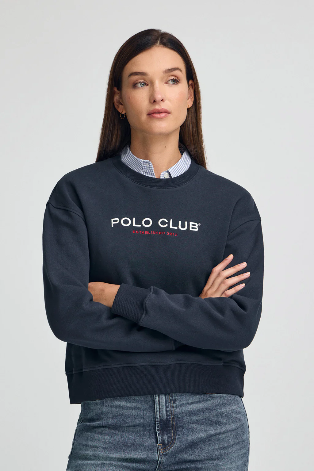 Sudadera azul marino de corte boxy Established 2012 Polo Club - Image 3