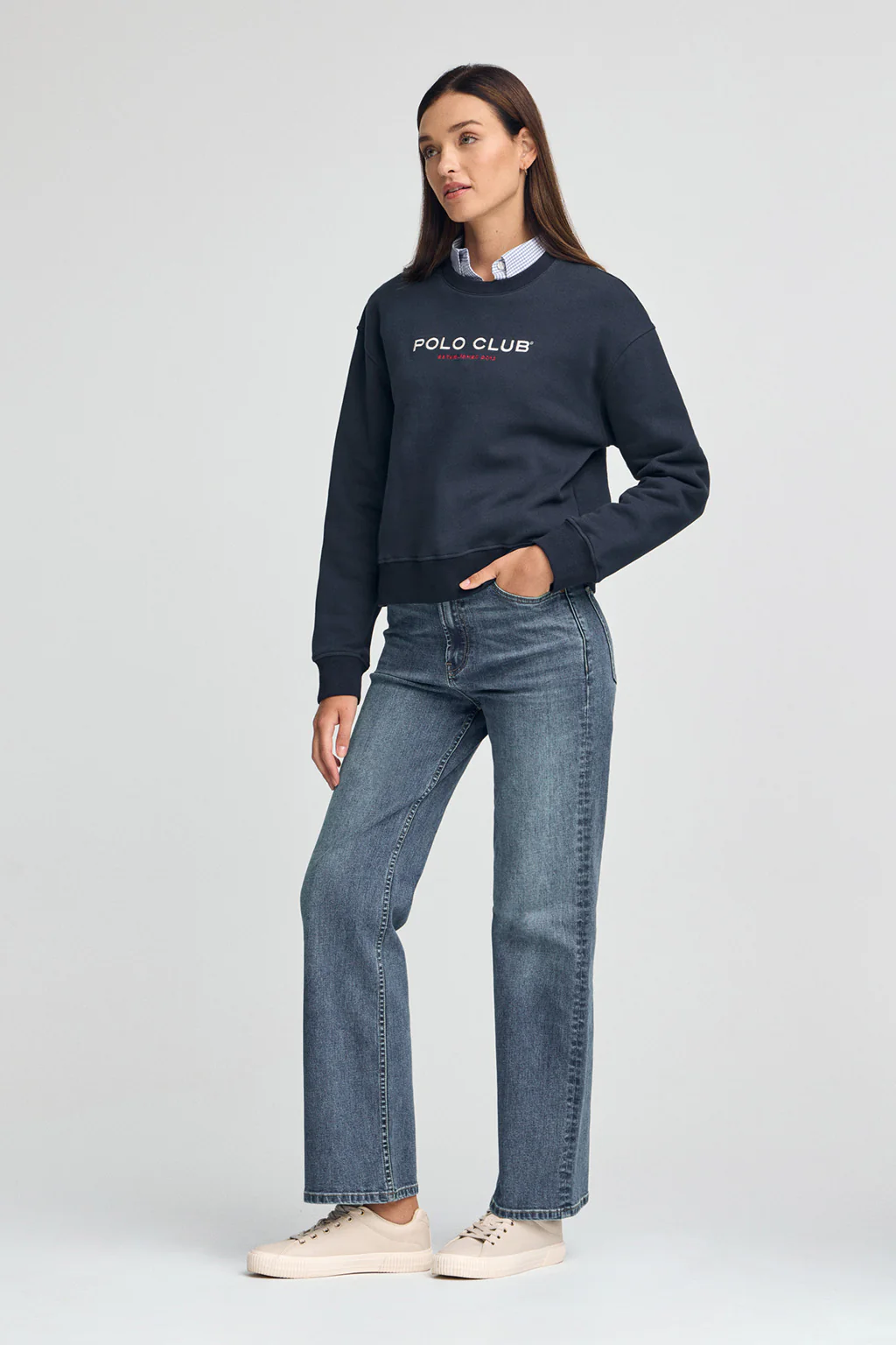 Sudadera azul marino de corte boxy Established 2012 Polo Club - Image 4