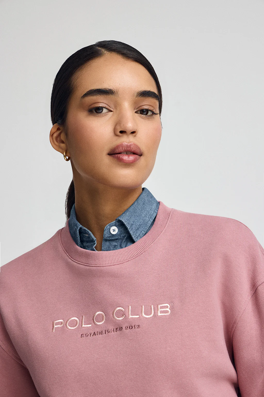 Sudadera rosa empolvado de corte boxy Established 2012 Polo Club