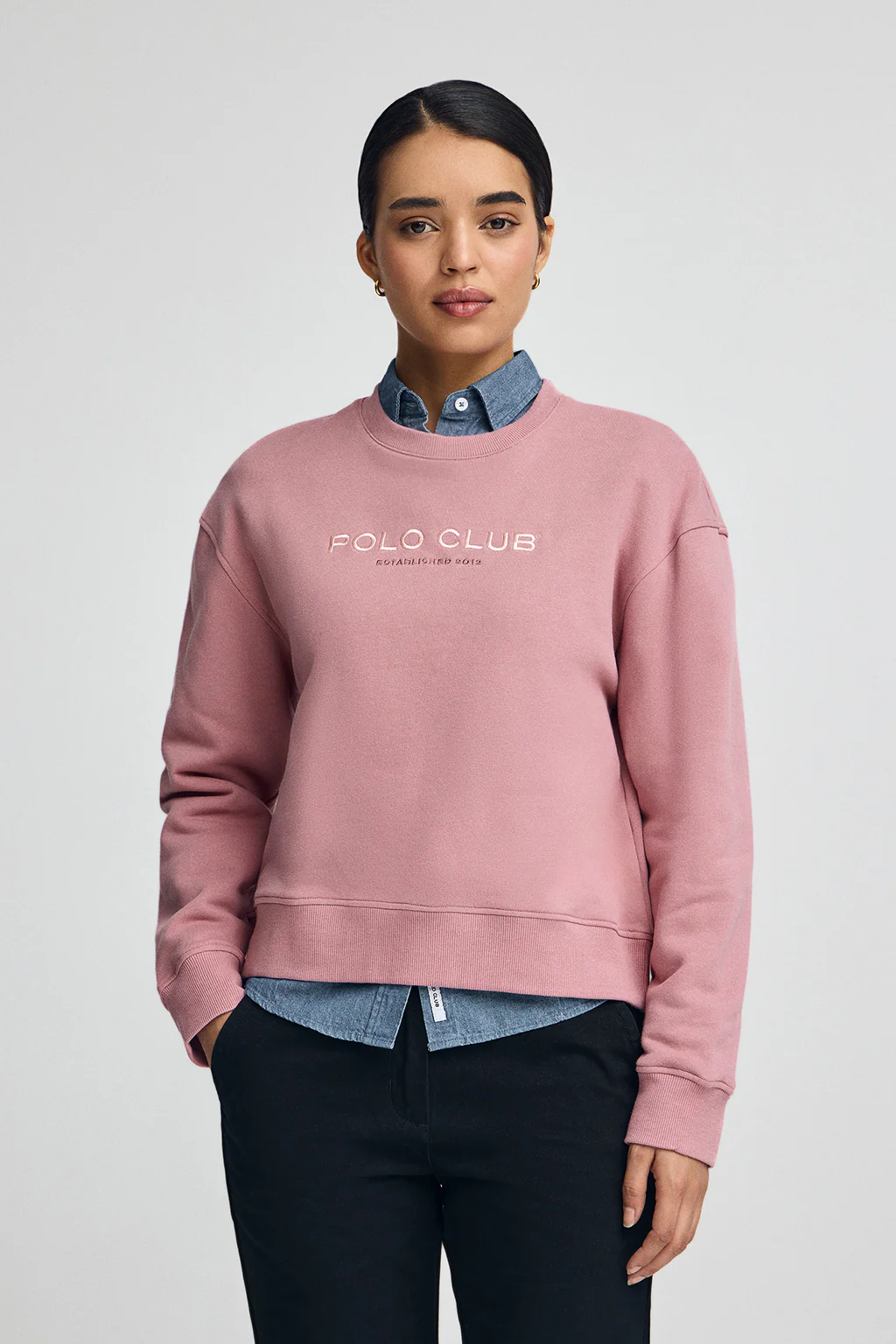 Sudadera rosa empolvado de corte boxy Established 2012 Polo Club - Image 2