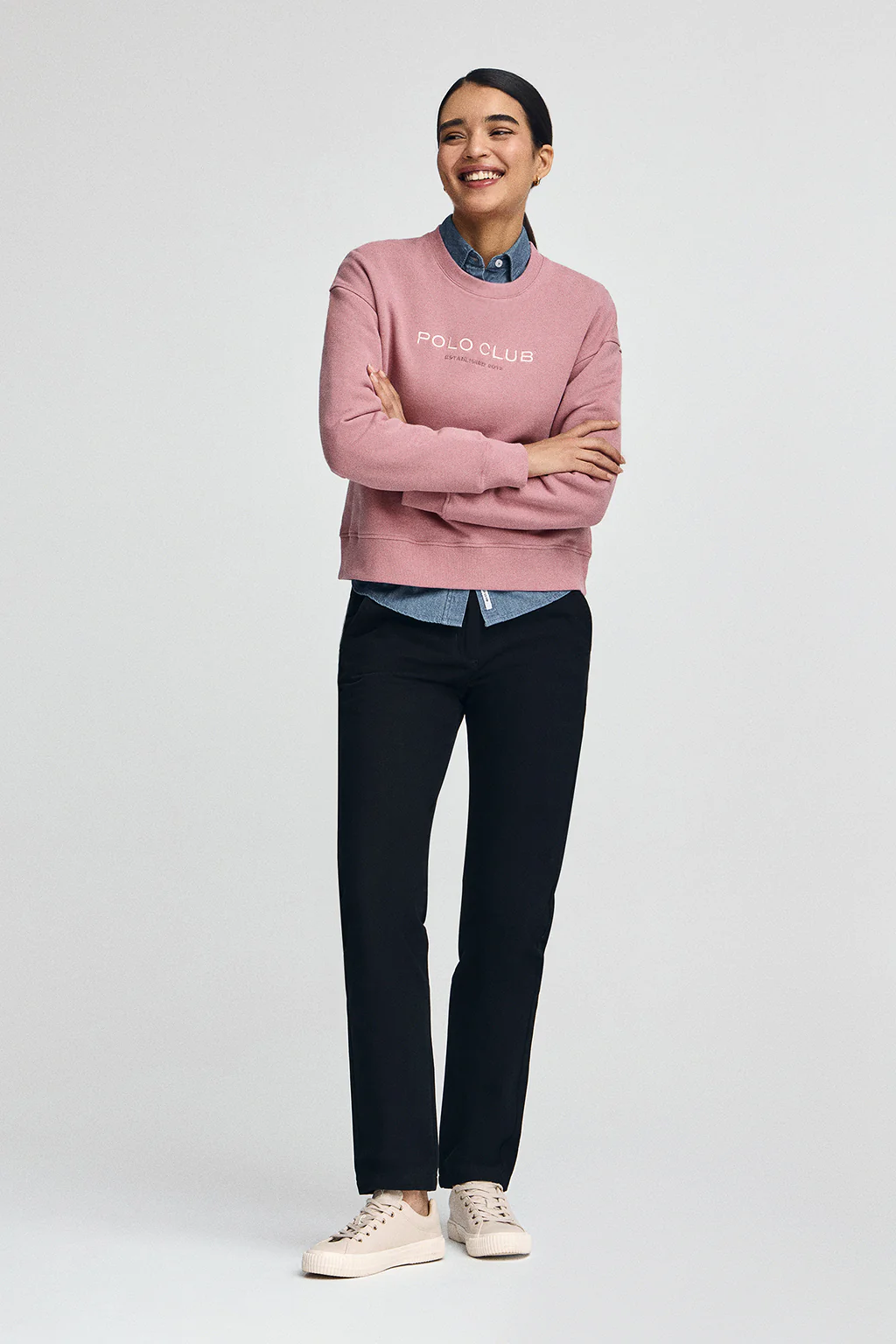 Sudadera rosa empolvado de corte boxy Established 2012 Polo Club - Image 4