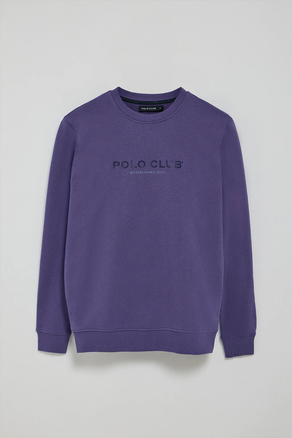 Sudadera violeta azulado regular de cuello redondo y print engomado - Image 6