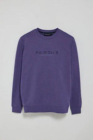 Sudadera violeta azulado regular de cuello redondo y print engomado - Image 9