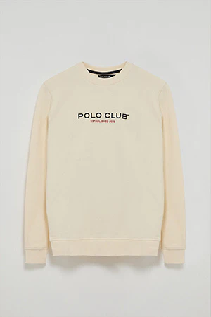 Sudadera color crudo regular de cuello redondo y print engomado - Image 7