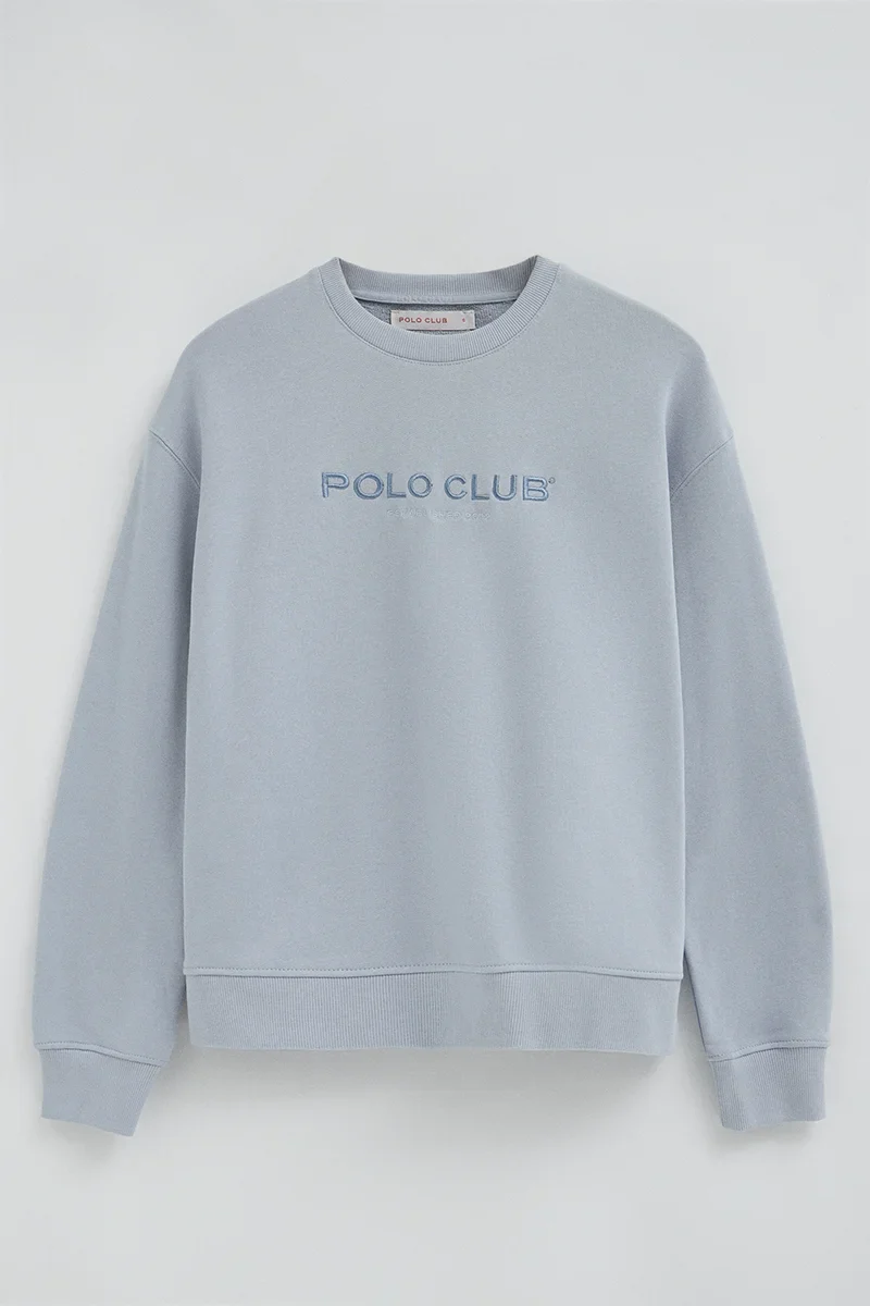 Sudadera azul claro de corte boxy con bordado Established 2012 Polo Club - Image 6
