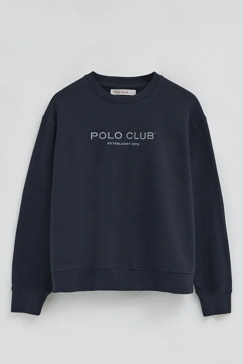Sudadera azul marino de corte boxy con bordado Established 2012 Polo Club - Image 6