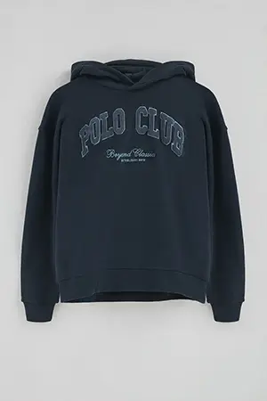 Sudadera azul marino con capucha y logo Established 2012 Polo Club - Image 10