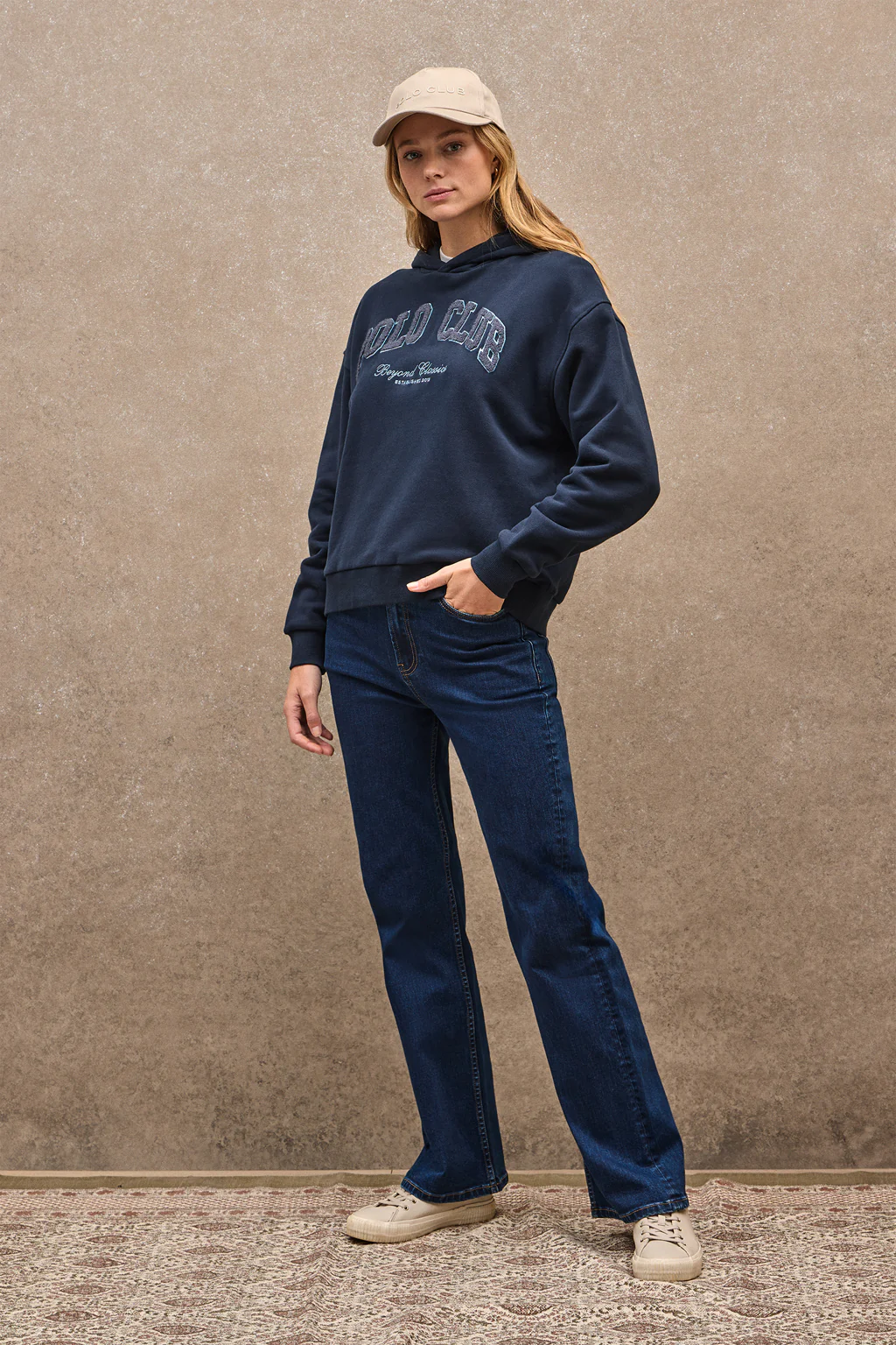 Sudadera azul marino con capucha y logo Established 2012 Polo Club - Image 2