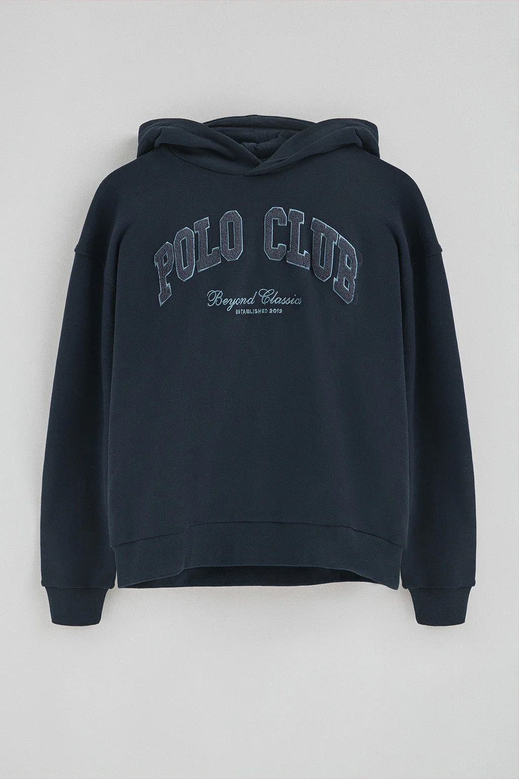 Sudadera azul marino con capucha y logo Established 2012 Polo Club - Image 9