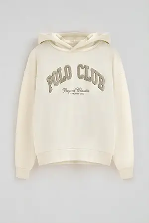 Sudadera color crudo con capucha y logo Established 2012 Polo Club - Image 10