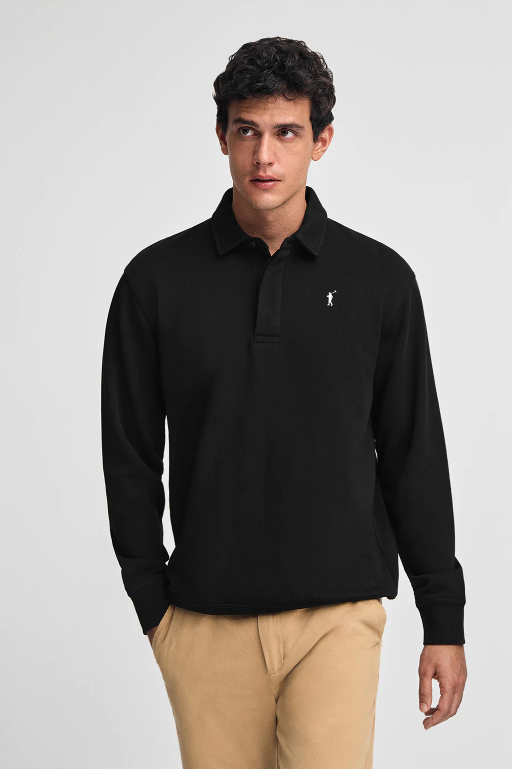 Sudadera polo negra de corte regular con logo Rigby Go