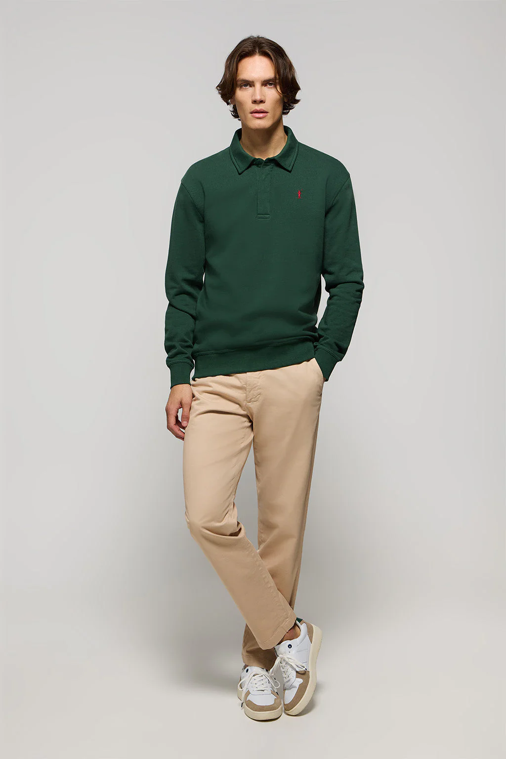 Sudadera cuello polo verde con bordado Rigby Go - Image 2