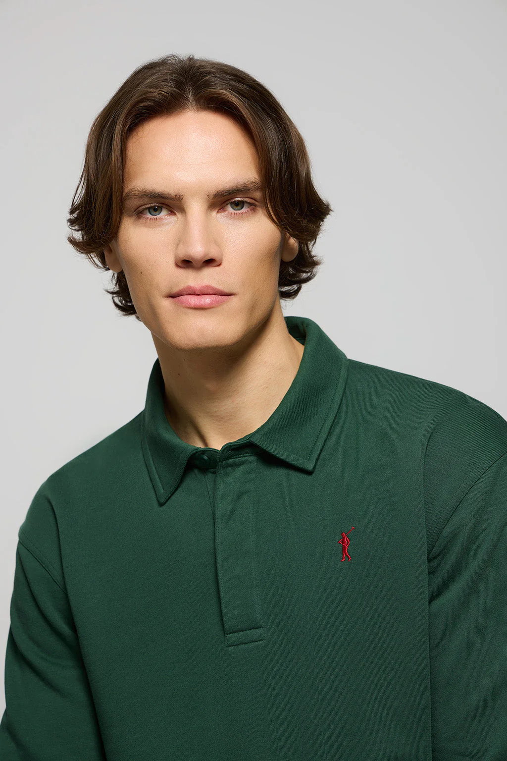 Sudadera cuello polo verde con bordado Rigby Go - Image 3